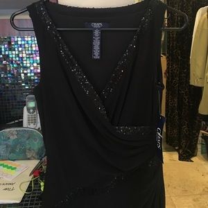 NWT Black sequined trimmed long gown. Stunning